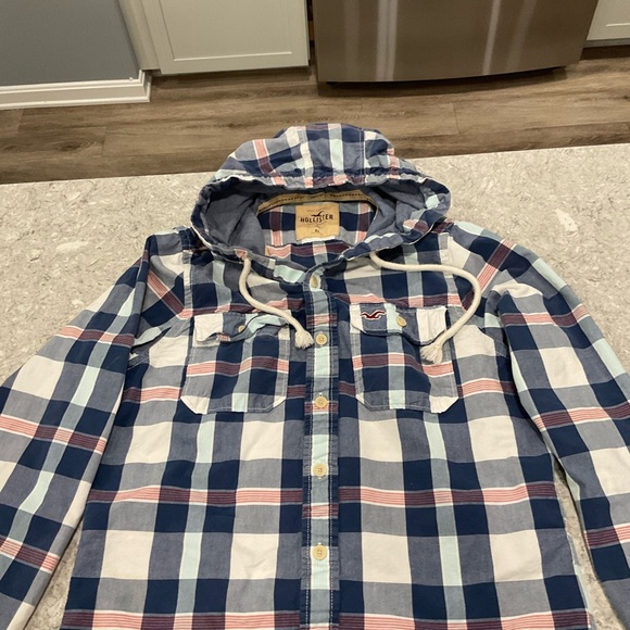 Hollister Multicolor Plaid Button up Hoodie—XL - Picture 4 of 6